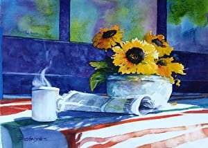 Paula Christen Watercolors winthrop wa methow valley window shopping